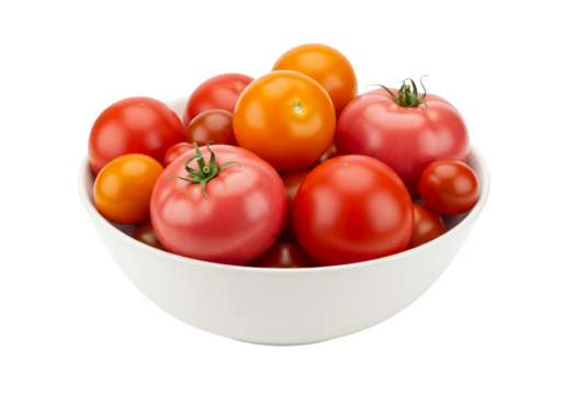 Isolated Background Fresh Cherry Tomatoes in White Bowl Full Nutrition