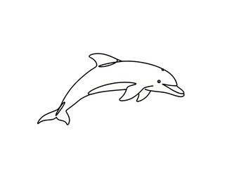 Illustration White Dolphin Isolated on Black Background Animal Ocean
