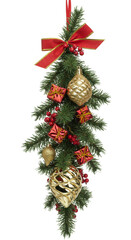 Isolated Christmas Decoration with Red Bow on Transparent Background