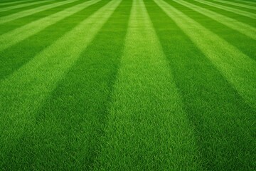 Perfectly manicured residential lawn with fresh grass cut pattern showing professional landscaping and suburban home maintenance