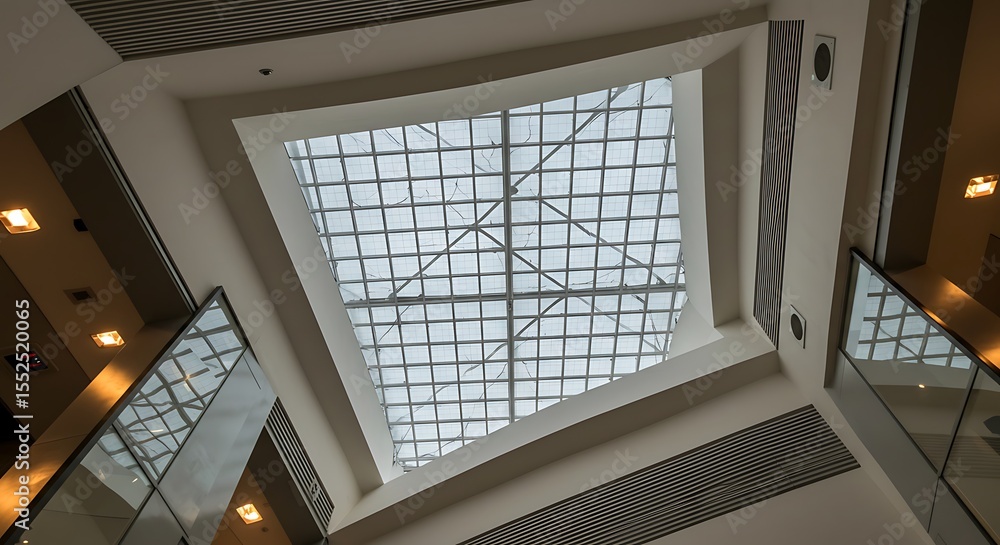 Aufkleber the ceiling of an architectural building and a square lattice design skylight.