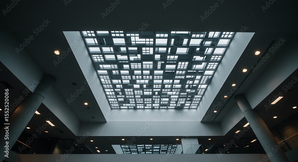 Aufkleber the ceiling of an architectural building and a square lattice design skylight.