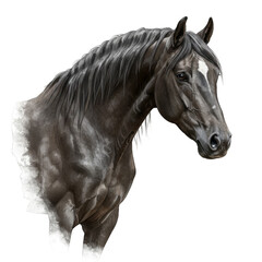 Obraz premium Isolated Portrait of Black Horse With White Star In Transparent Background