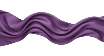 Isolated Purple Fabric Silk Smooth Wavy Texture in Transparent Background