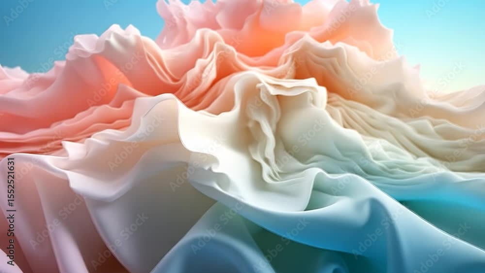 Poster Abstract Pastel Fabric with Gradient Colors and Flowing Layers