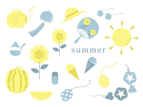 夏のシンプルなイラストセット