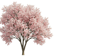 Isolated Blossom Tree with Pink Flowers in Spring Season Illustration