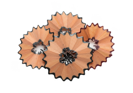 Isolated Pencil Shavings Illustration Featuring Detailed Wooden Shapes Brown