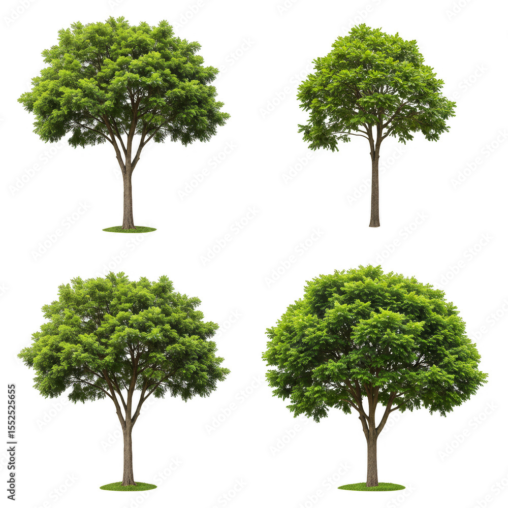 Poster isolated png image of green trees collection with transparent backdrop