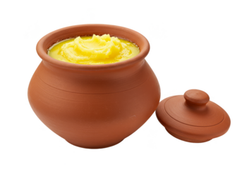 Isolated Transparent PNG of Ghee Clarified Butter in Clay Pot