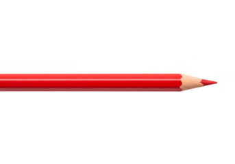 Isolated Red Colored Pencil Art Tool for Drawing on Transparent BG