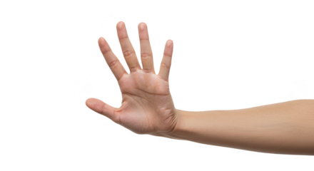 Isolated Hand with Open Palm Stop Gesture on Transparent Background