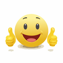 A Yellow Emoticon: A Happy Face with Thumbs Up 37