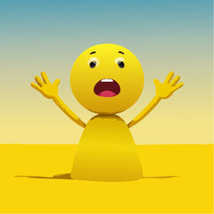 A Yellow Emoticon: A Surprised Face with Arms in the Air 16