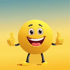 A Yellow Emoticon: A Happy Face with Thumbs Up 15