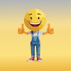 A Yellow Emoticon: A Happy Face with Thumbs Up 14