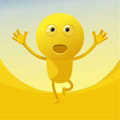 A Yellow Emoticon: A Surprised Face with Arms in the Air 13