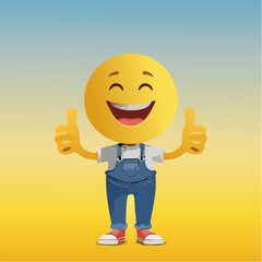 A Yellow Emoticon: A Happy Face with Thumbs Up 10