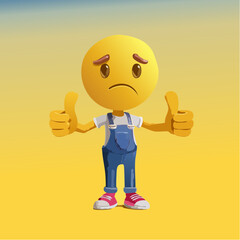 A Yellow Emoticon: A Sad Face with Thumbs Up 9