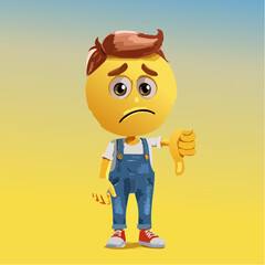 A Yellow Emoticon: Frown Face with Thumbs Down 8