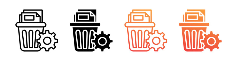 Waste Management Multi Style Icon Set Vector 