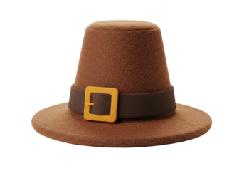 Isolated Thanksgiving Pilgrim Hat with Shiny Brown Sparkles Object