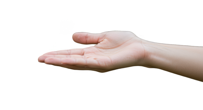 Isolated Open Hand Presentation with Transparent Background Offering