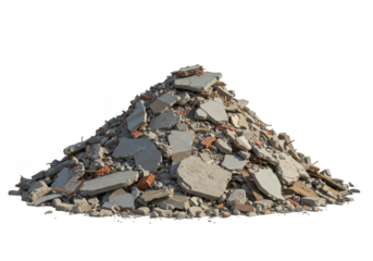 Isolated Pile of Rubble Debris and Concrete Fragments in Neutral Light