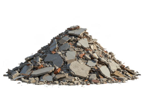 Isolated Pile of Rubble Debris and Concrete Fragments in Neutral Light