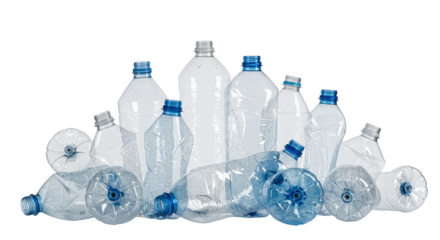 Isolated Transparent Plastic Water Bottles for Recycling Environmental Waste