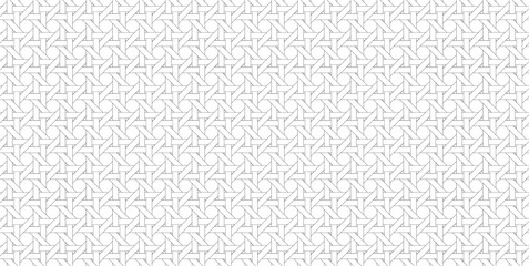Rattan pattern. Horizontal wicker geometric black and white lattice weave pattern. Rattan texture.