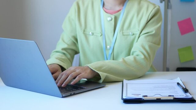 Businesswoman employer holding resume, recruiting, planning, evaluating and reviewing resume of job applicant, recruiting new employees, recruitment concept.