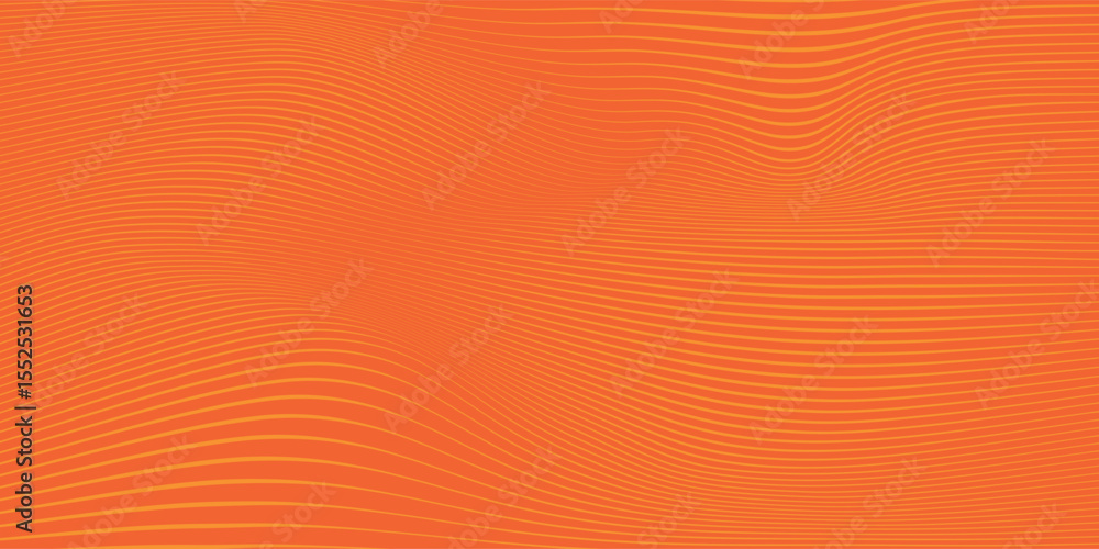 Poster lines abstract orange wave lines dynamicl parallel with geometric pattern.