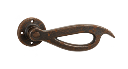 Isolated Vintage Bronze Metal Handle Transparent Background