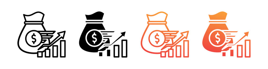 Market Cap Multi Style Icon Set Vector 