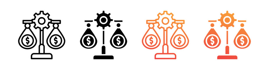 Equity Multi Style Icon Set Vector 