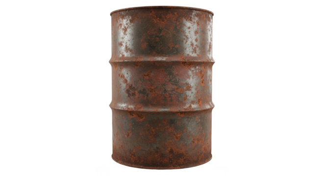 Isolated Rusty Metal Barrel Container on Transparent Background Illustration