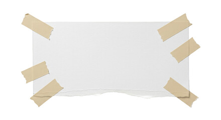 Isolated White Paper Note With Torn Edges and Adhesive Tape 3d