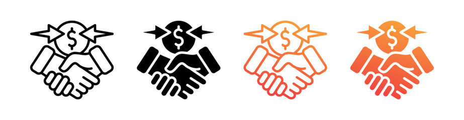 Mutual Multi Style Icon Set Vector 