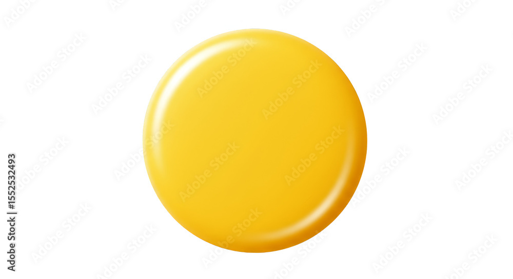 Poster isolated yellow circle glossy button shape on transparent background