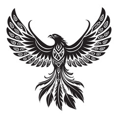 Tribal Phoenix Bird Vector – Mythical Firebird Tattoo Design