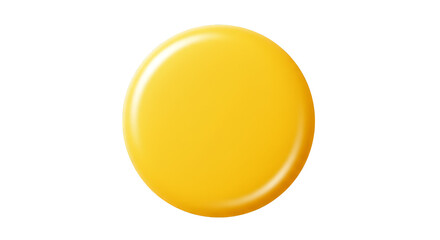 Isolated Yellow Circle Glossy Button Shape on Transparent Background