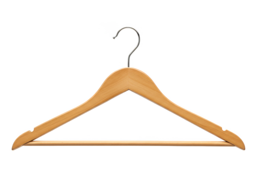 Isolated Wooden Hanger on Transparent Background for Clothes Clothing