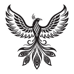Tribal Phoenix Bird Vector – Mythical Firebird Tattoo Design