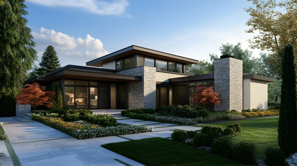 modern house in the park