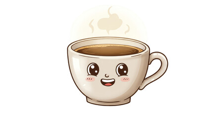 Kawaii Coffee Cup with Cream Illustration Cafe Art