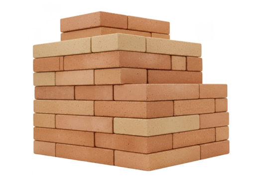 Isolated Stack of Brown Red Bricks Building Material Construction