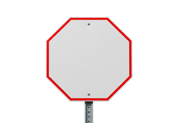 Isolated Stop Sign With White Octagon Shape on Transparent Background