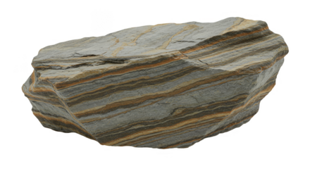 Isolated Stratified Rock Mineral Stone With Transparent Background