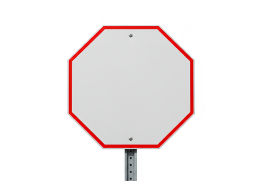 Isolated Stop Sign With White Octagon Shape on Transparent Background